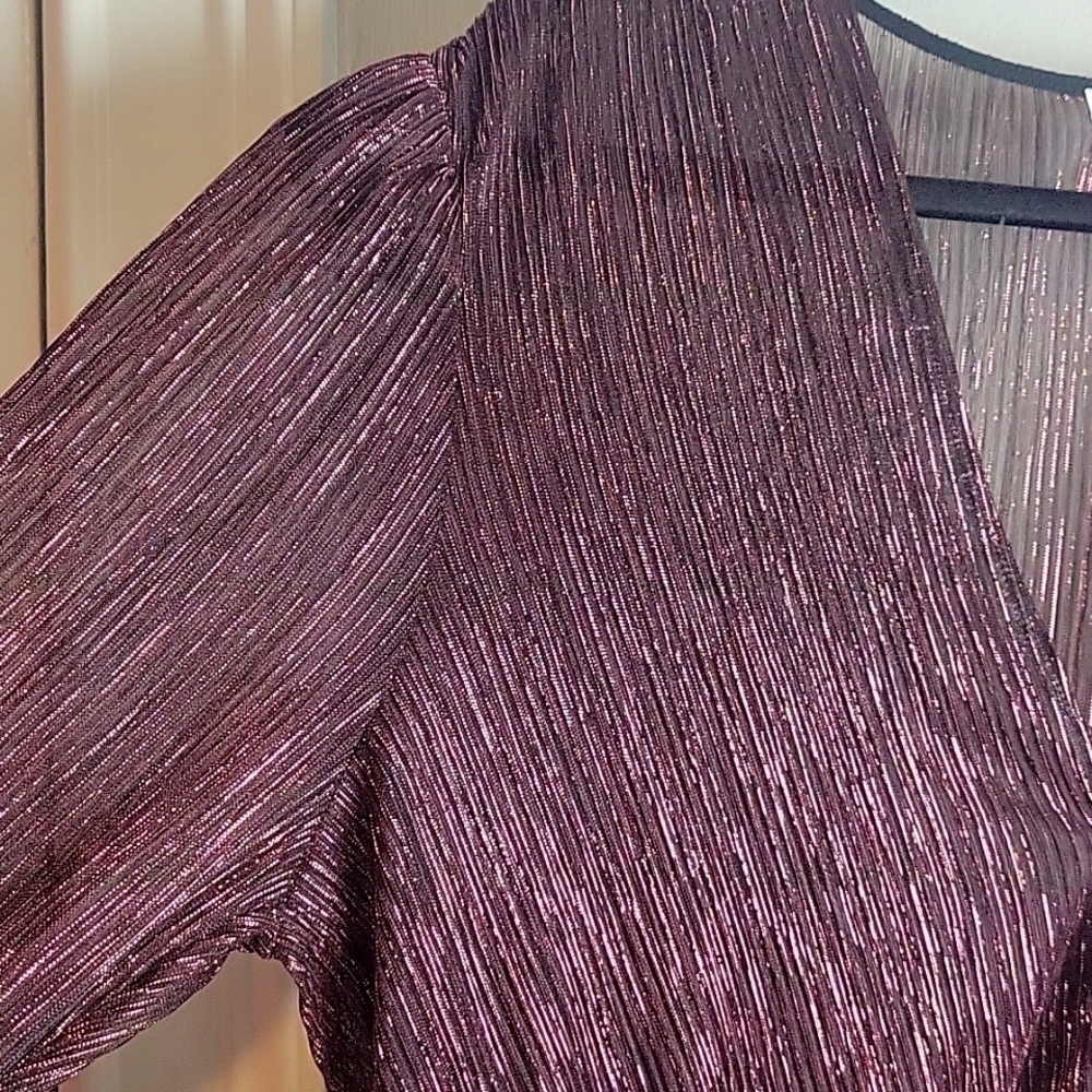 Socialite Metallic Long Sleeve Tiered Mini Dress-Size XL - Picture 8 of 16